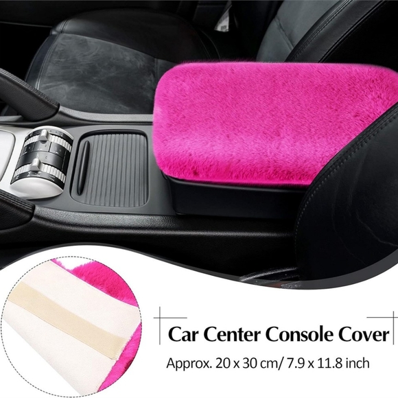 Car Interior Covers Set - 6 Pieces - Fluffy Rose Red, Short Hair - Picture 6 of 7